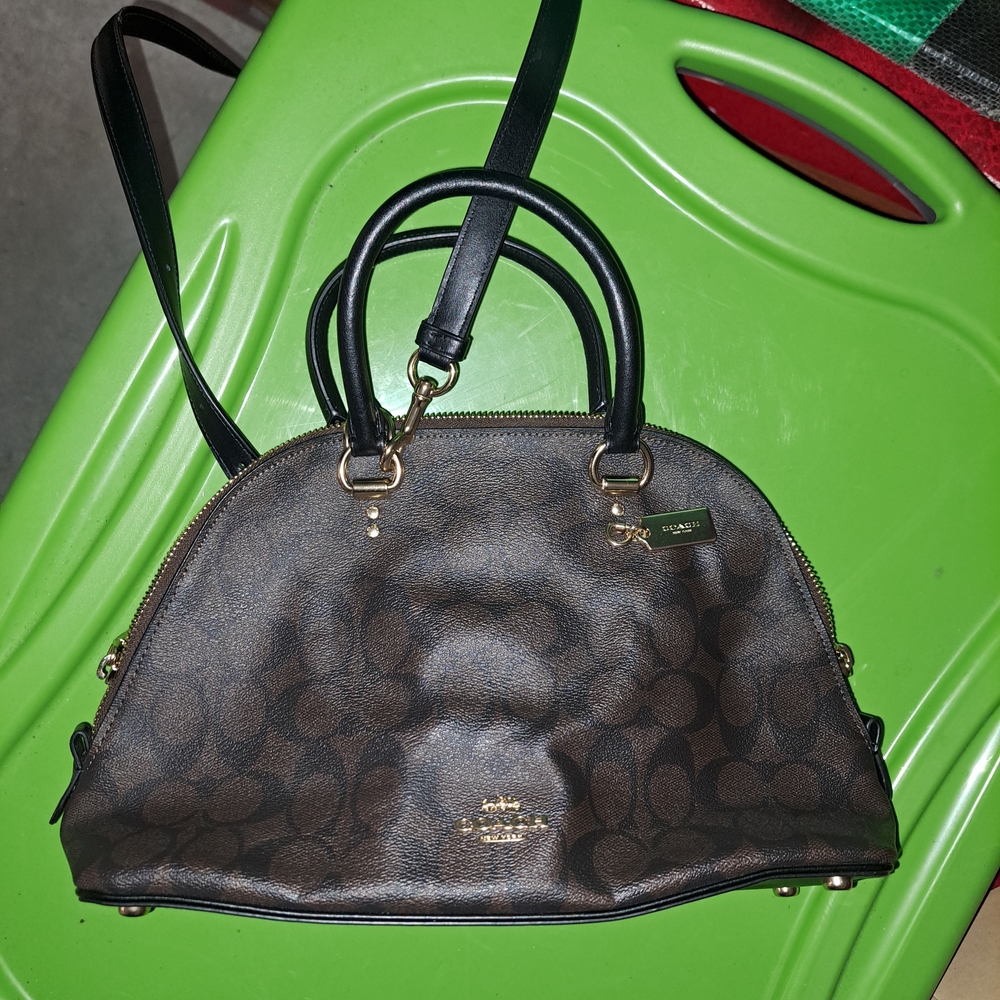 Coach Brown Leather Satchel with Signature Design